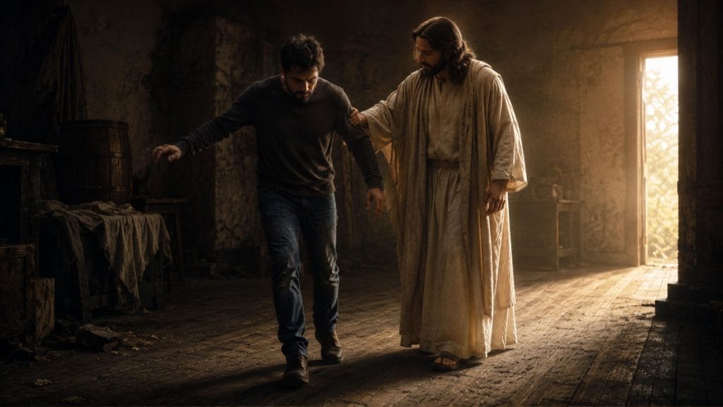 Jesus helping a man find his way. Spiritual Growth