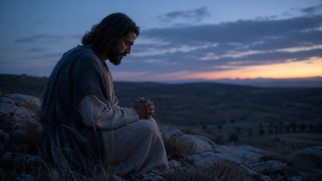 Jesus spending time in the morning praying