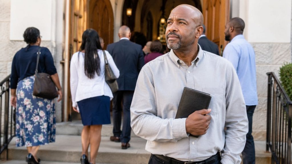 man about to enter in a church