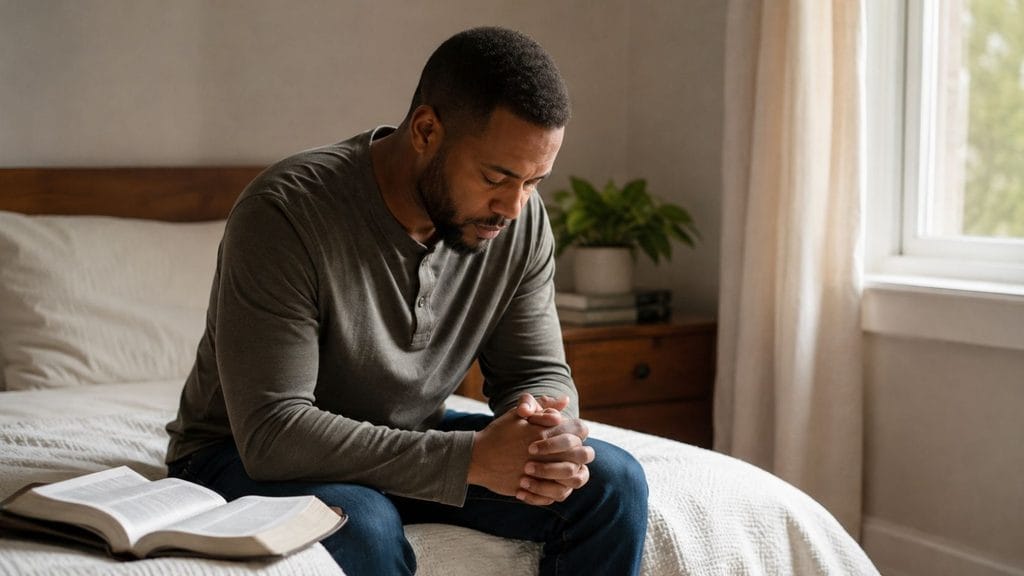 man praying and asking God for help