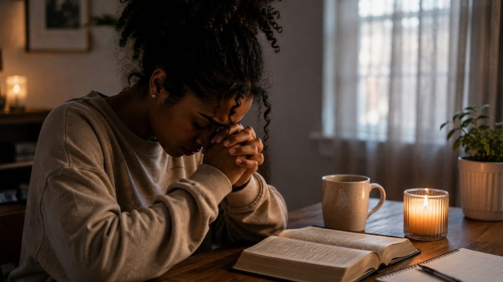 woman repenting before God