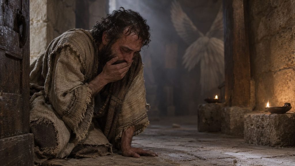 Isaiah alone before the concealed throne