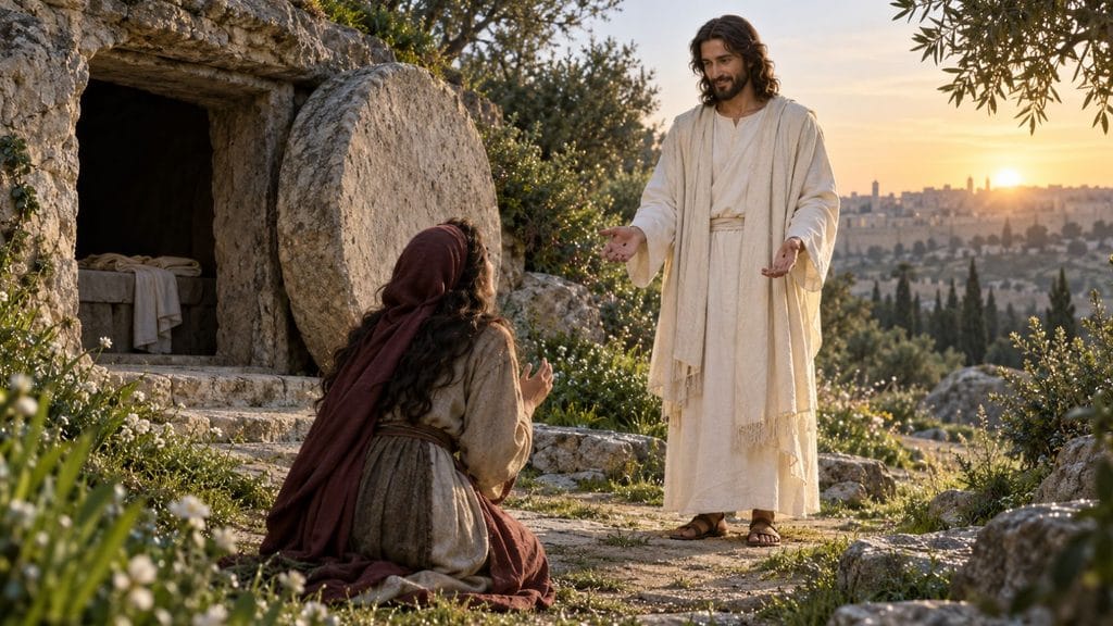 Jesus rose appearing before Magdalene
