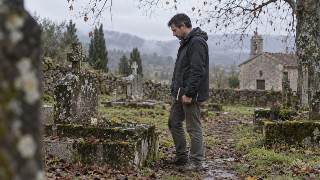 man at the cemetery