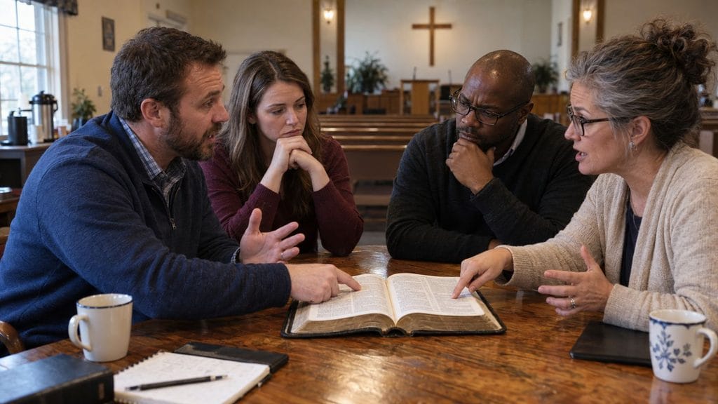 people discussing differences between theology and doctrine