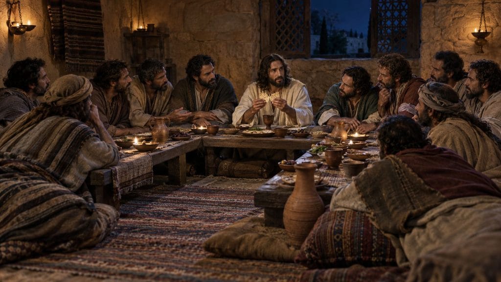 representation of Jesus with His disciple in the last supper