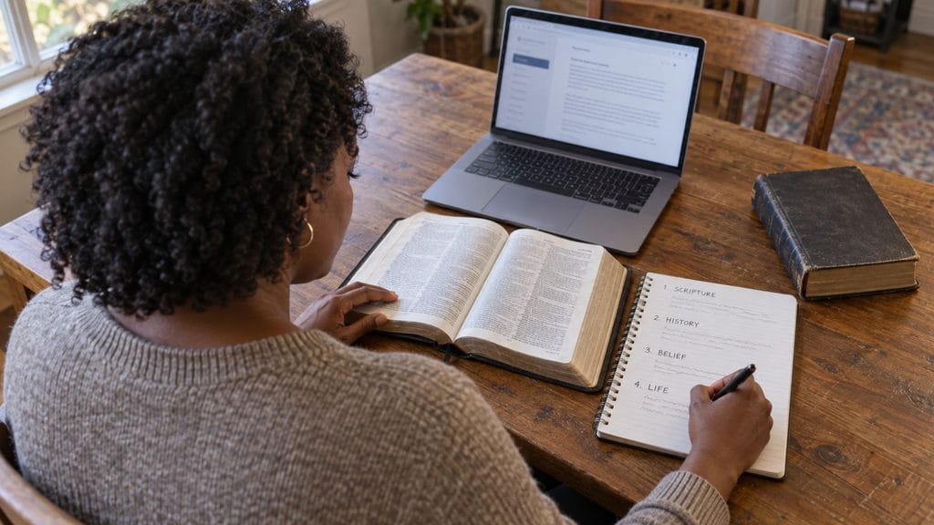 woman studying theology